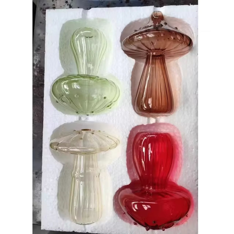 Colourful Mushroom Vase Creative Hydroponic Transparent Glass Aromatherapy Vase Living Room Dining Room Desktop Art Decoration