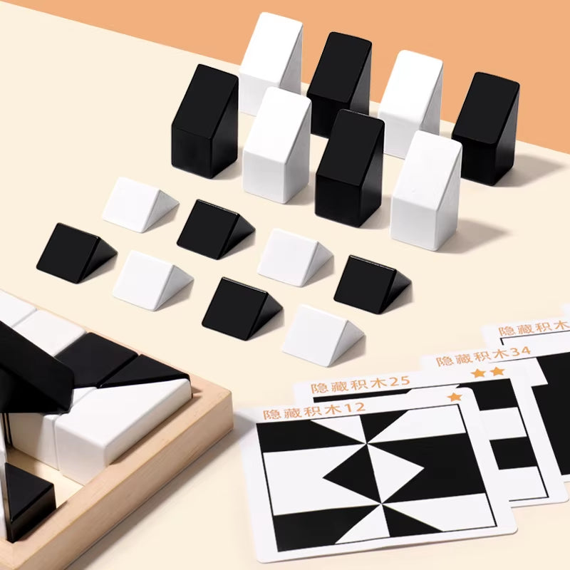 Wooden Hidden Blocks for Early Childhood Education to Cultivate Spatial Thinking Logic Training, Puzzle Interactive Toys