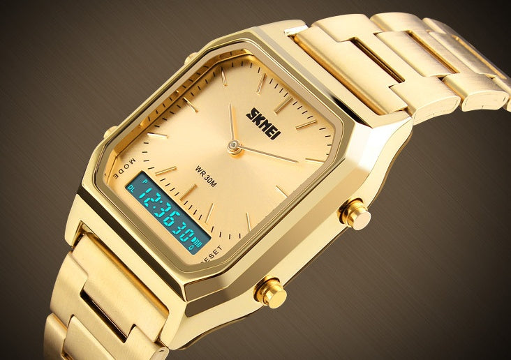 Retro Classic Steel Strap Electronic Watch