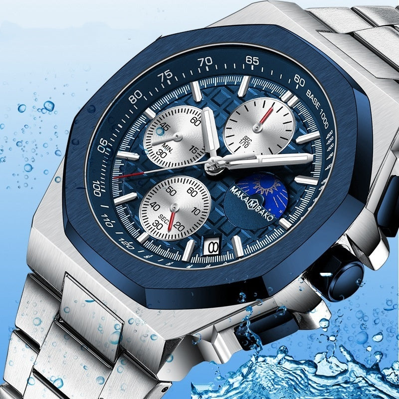 Sun Moon Star Multi-function Waterproof Watch Men