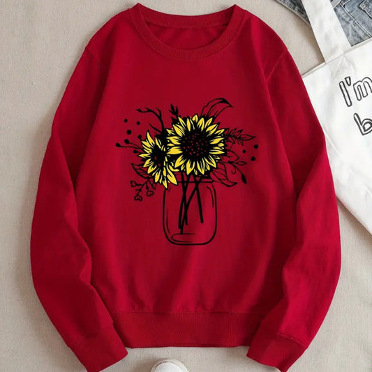 Casual Long-Sleeve Letter Printed Fleece Sweatshirt