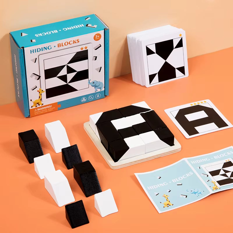 Wooden Hidden Blocks for Early Childhood Education to Cultivate Spatial Thinking Logic Training, Puzzle Interactive Toys