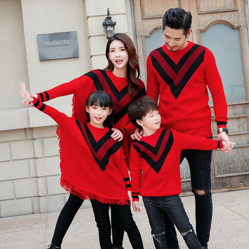 Parent-Child Double-Sided Knitted Sweater Set