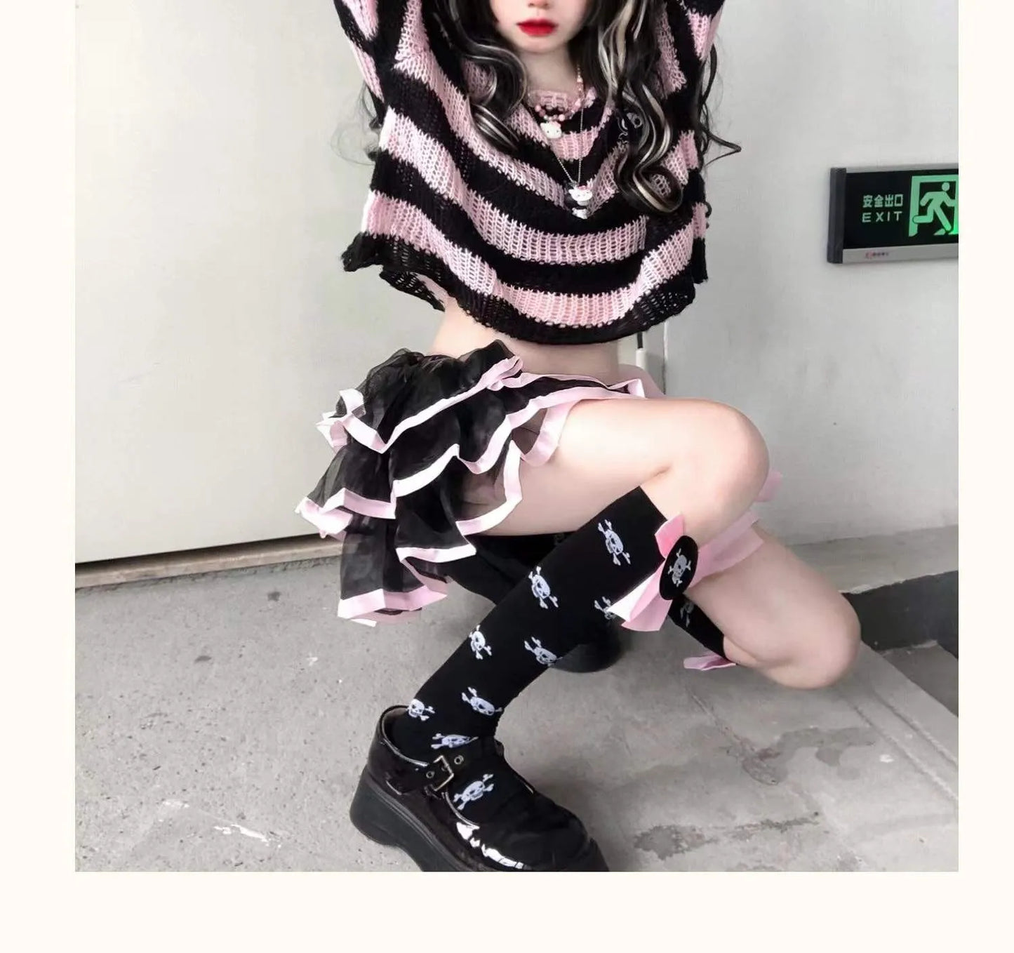 Pink Striped Gothic Sweater