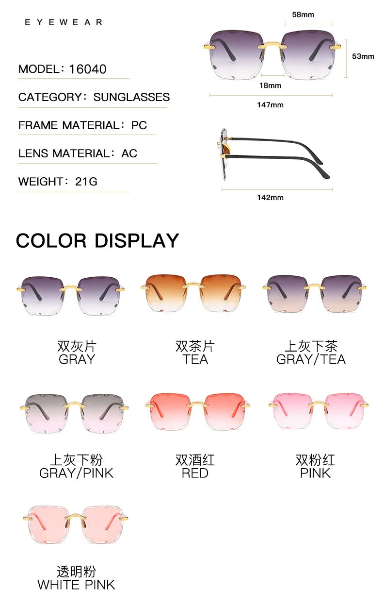 Rimless Women's Gradient Sunglasses