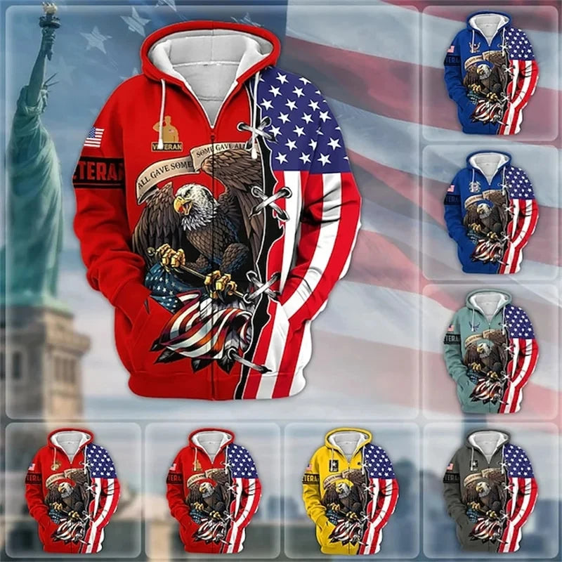 3D US Army Veteran Zip-Up Hoodie