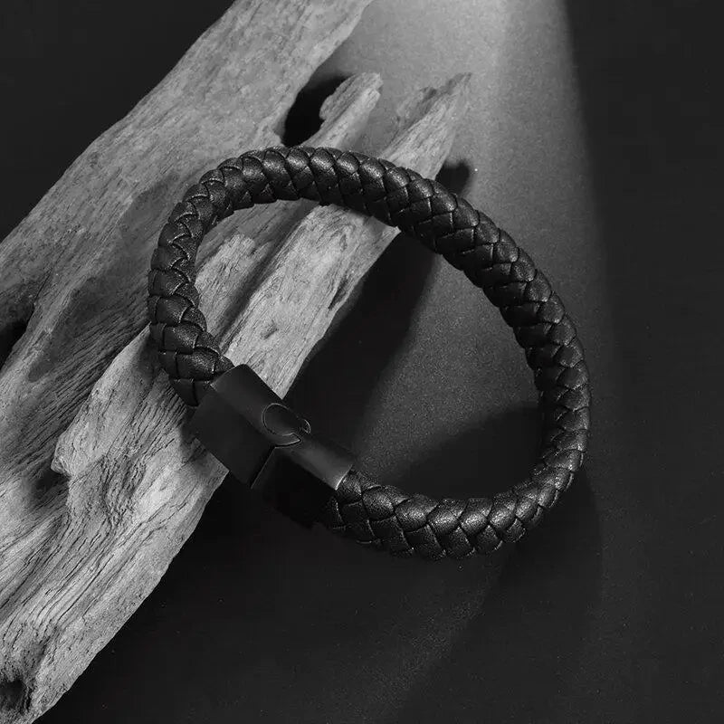 Black Woven Leather Bracelet