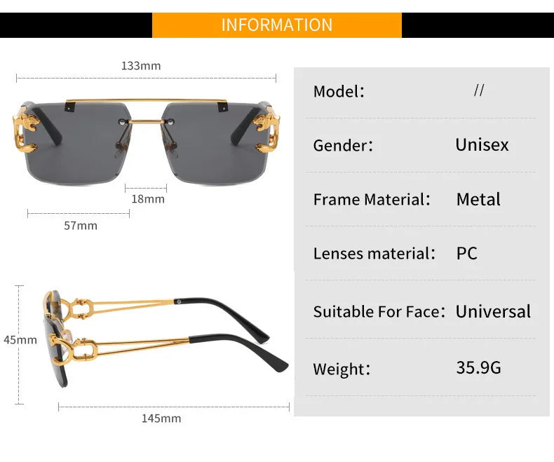 Rimless Square Luxury Sunglasses