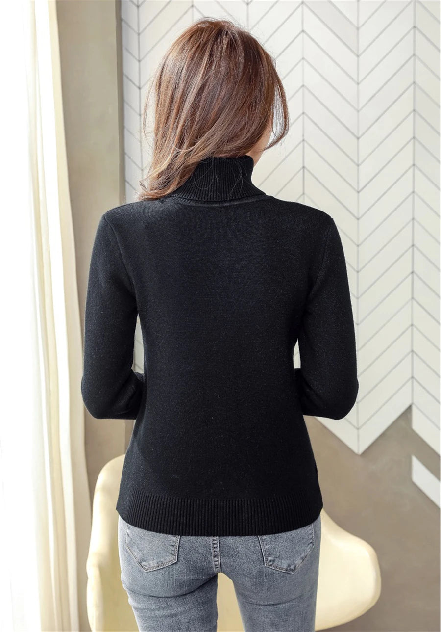 Elegant Velvet-Lined Turtleneck Sweater