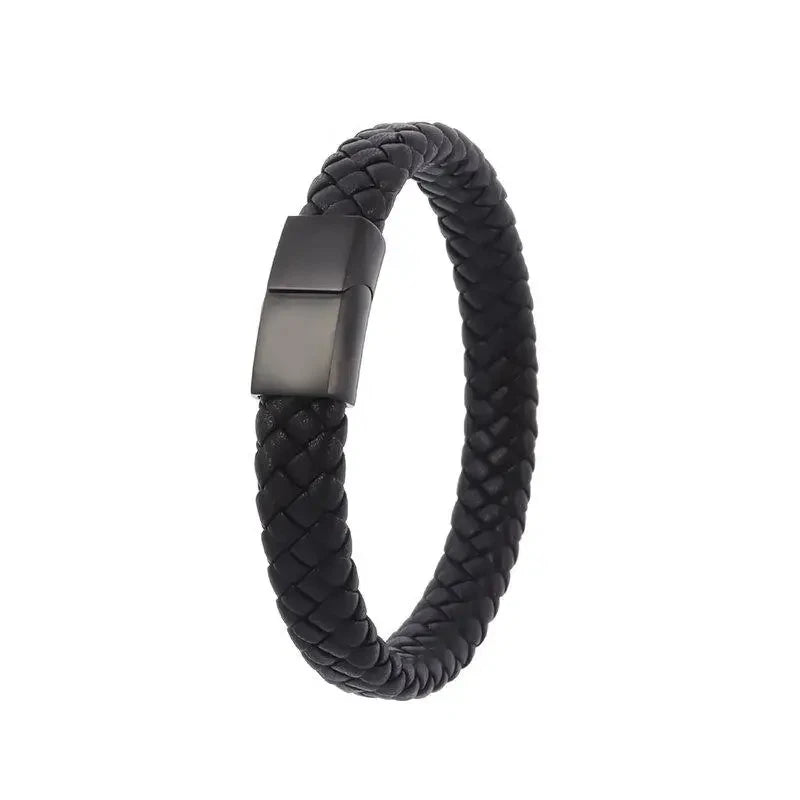 Black Woven Leather Bracelet