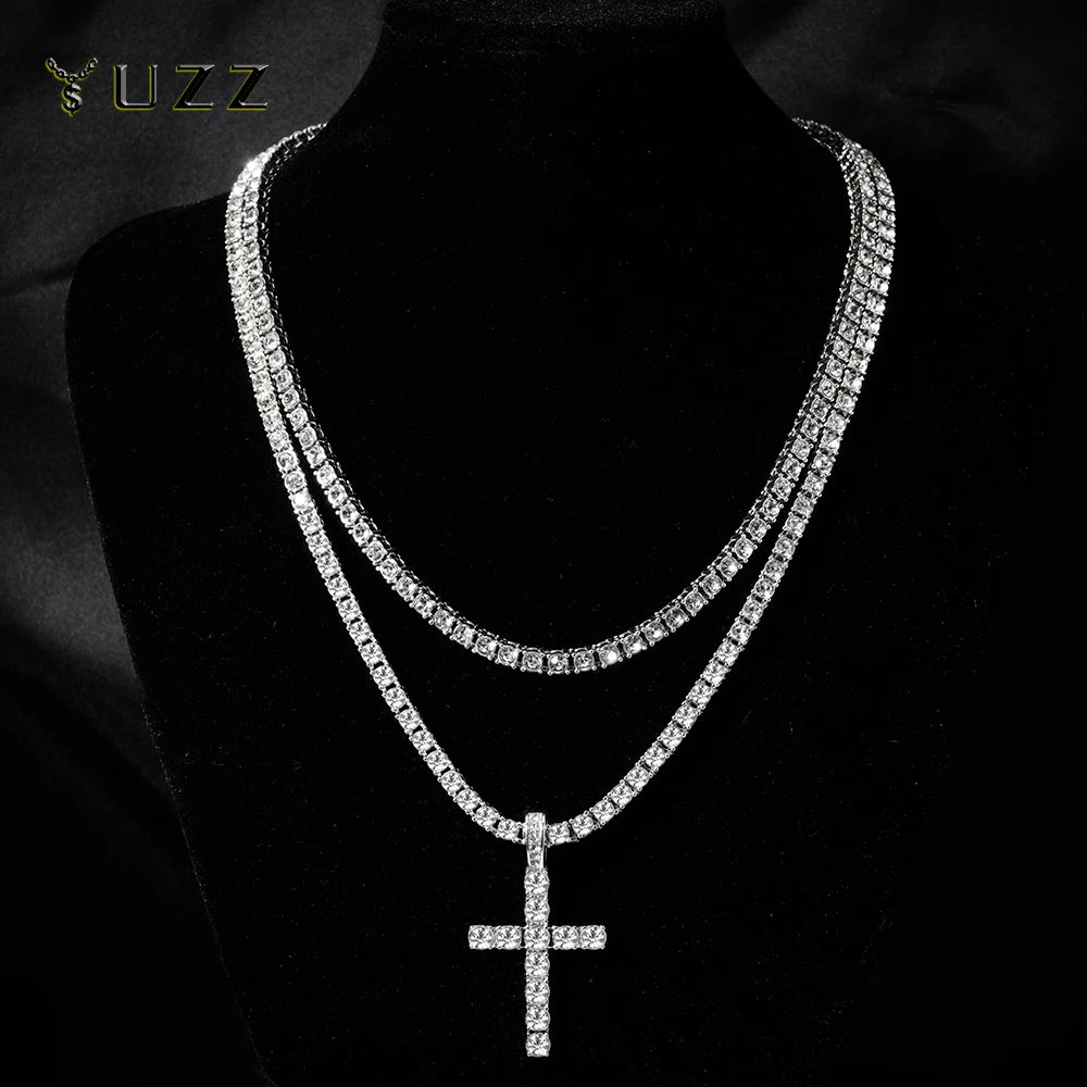 Iced Cross Pendant Necklace