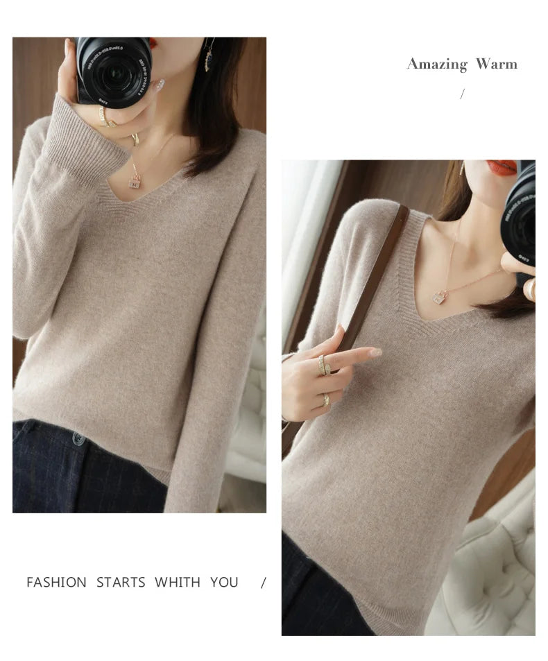 V-Neck Lace Pullover Sweater