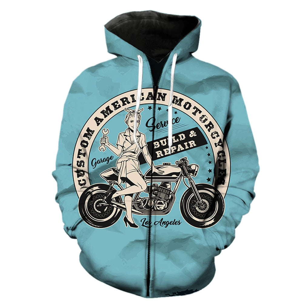 Moto Zipper Vintage Hoodie