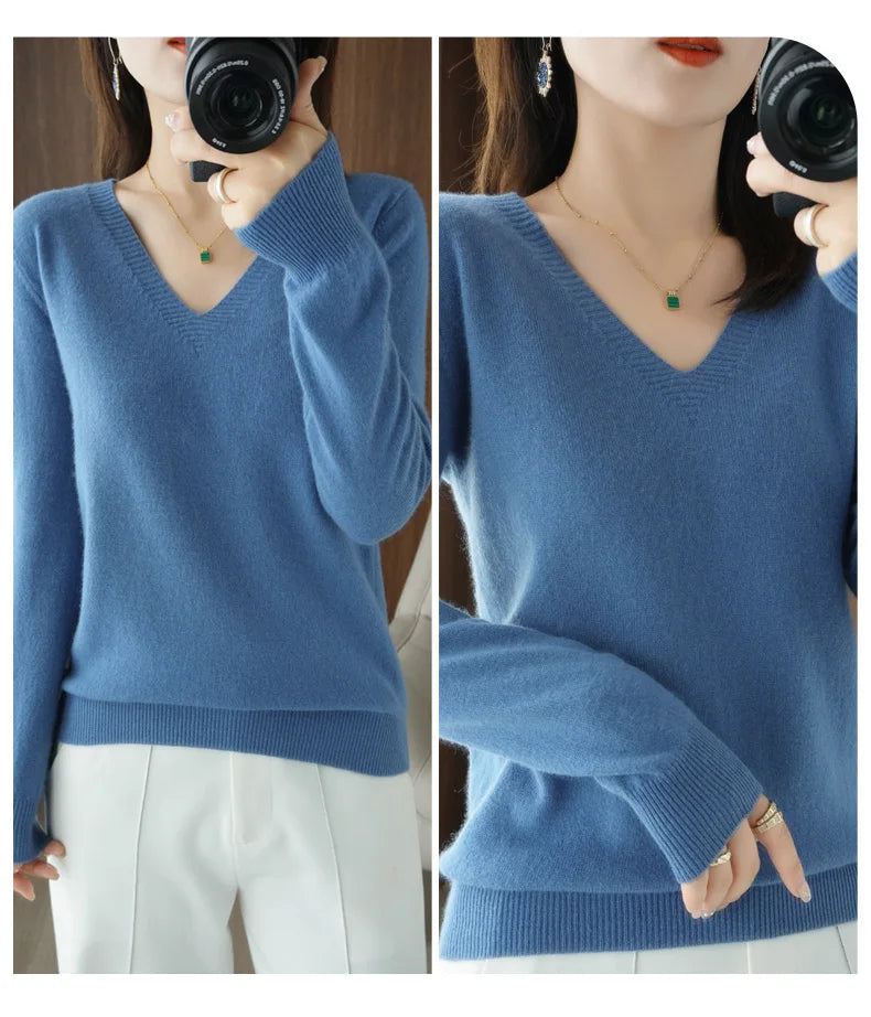 V-Neck Lace Pullover Sweater