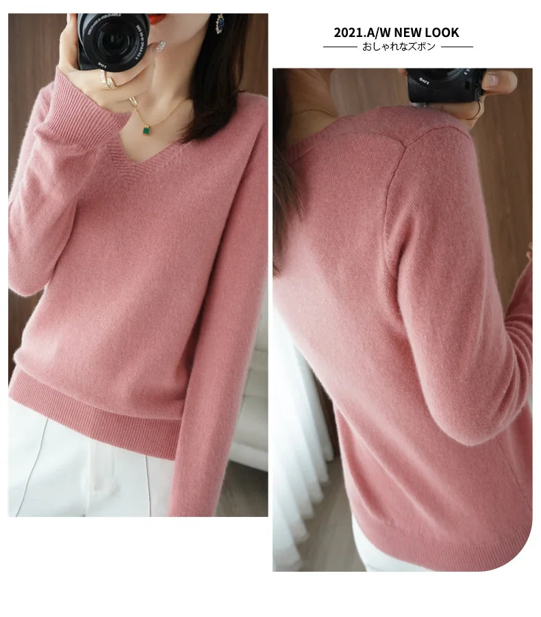 V-Neck Lace Pullover Sweater