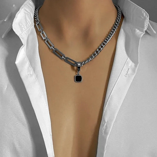 Black Square Pendant Cuba Necklace