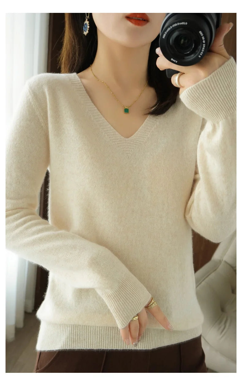 V-Neck Lace Pullover Sweater