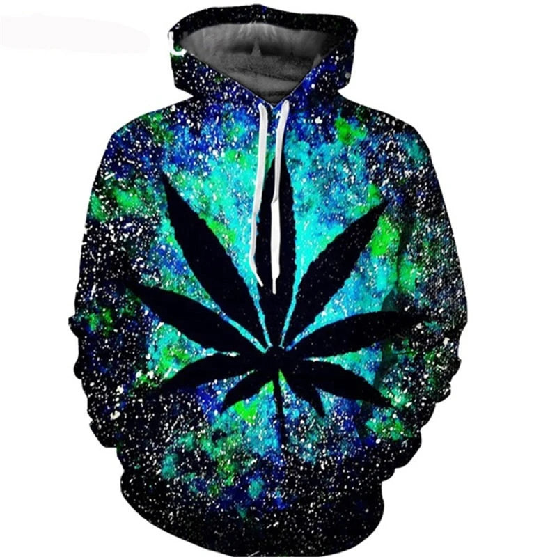 3D Weed Leaf Print Hoodie