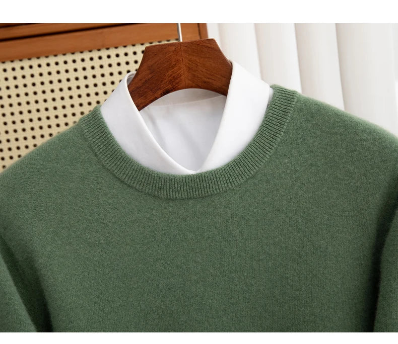 Pure Wool Men’s O-Neck Sweater