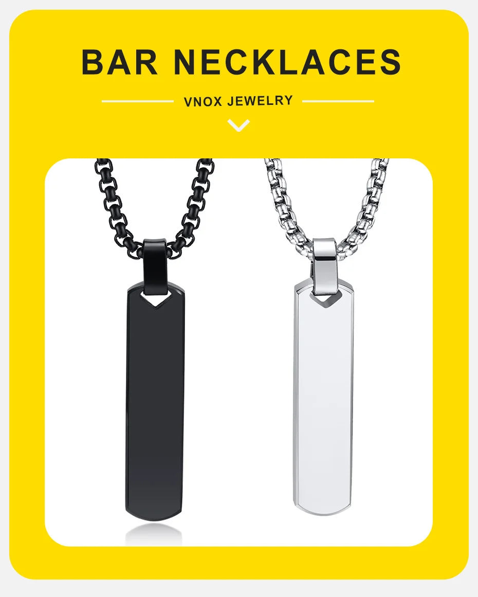 A-Z Initial Bar Necklace for Men