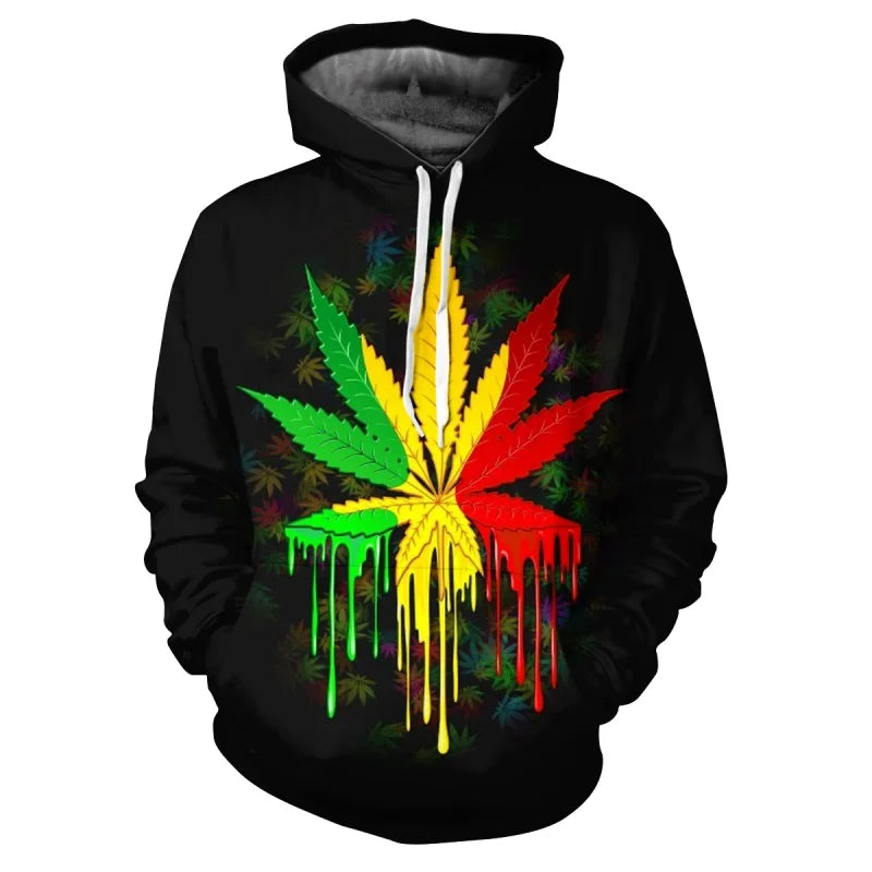 3D Weed Leaf Print Hoodie