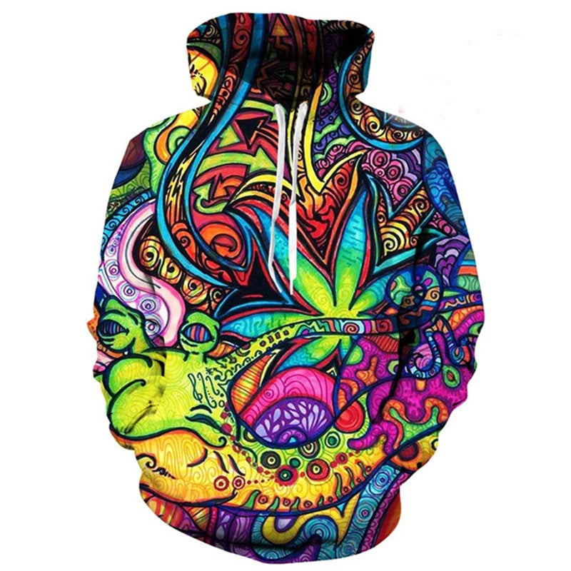 3D Weed Leaf Print Hoodie