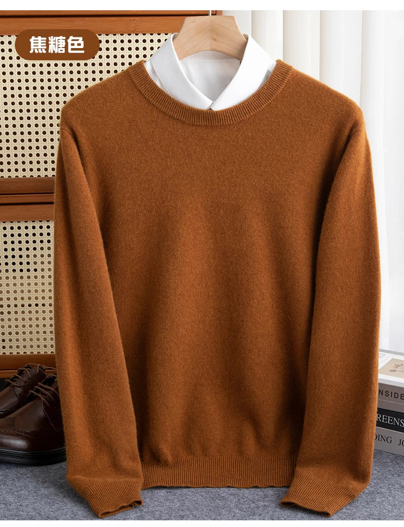 Pure Wool Men’s O-Neck Sweater