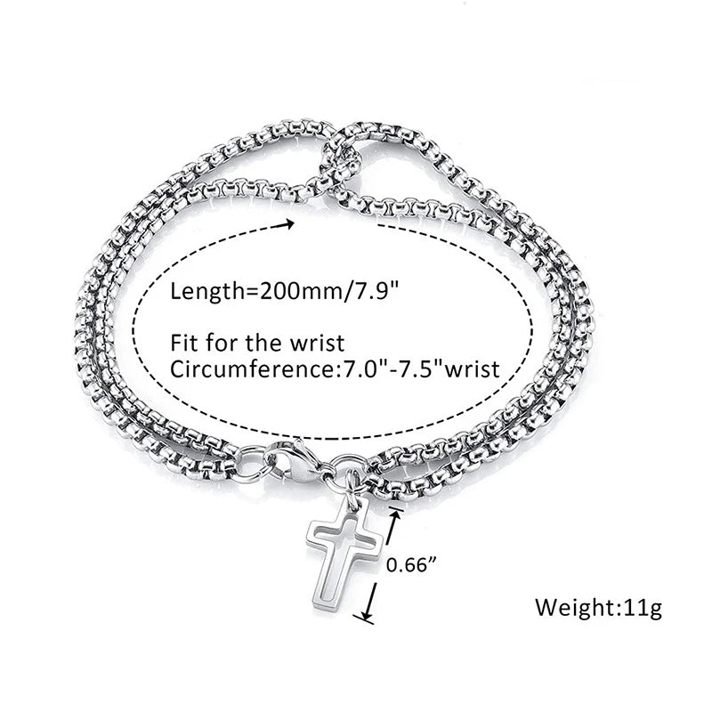 Double Chain Cross Bracelet