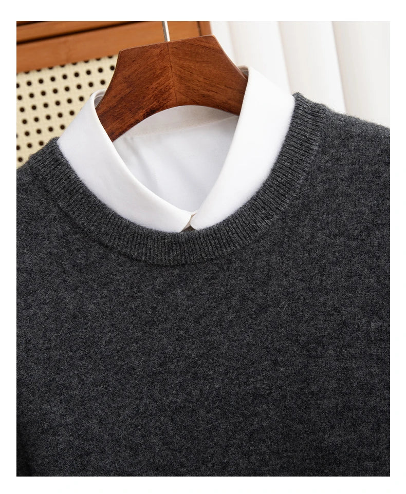 Pure Wool Men’s O-Neck Sweater