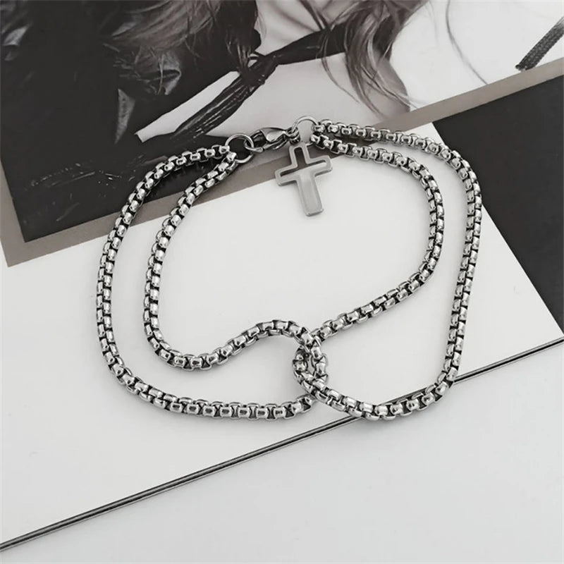 Double Chain Cross Bracelet