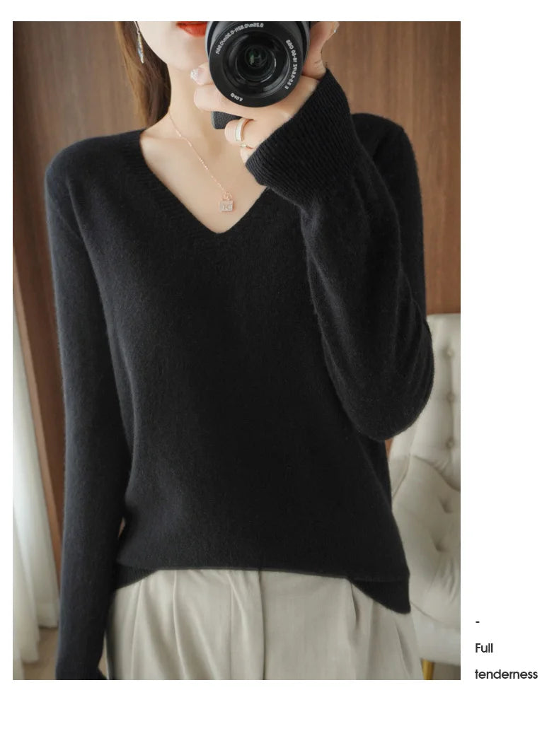 V-Neck Lace Pullover Sweater