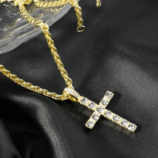 Iced Cross Pendant Necklace