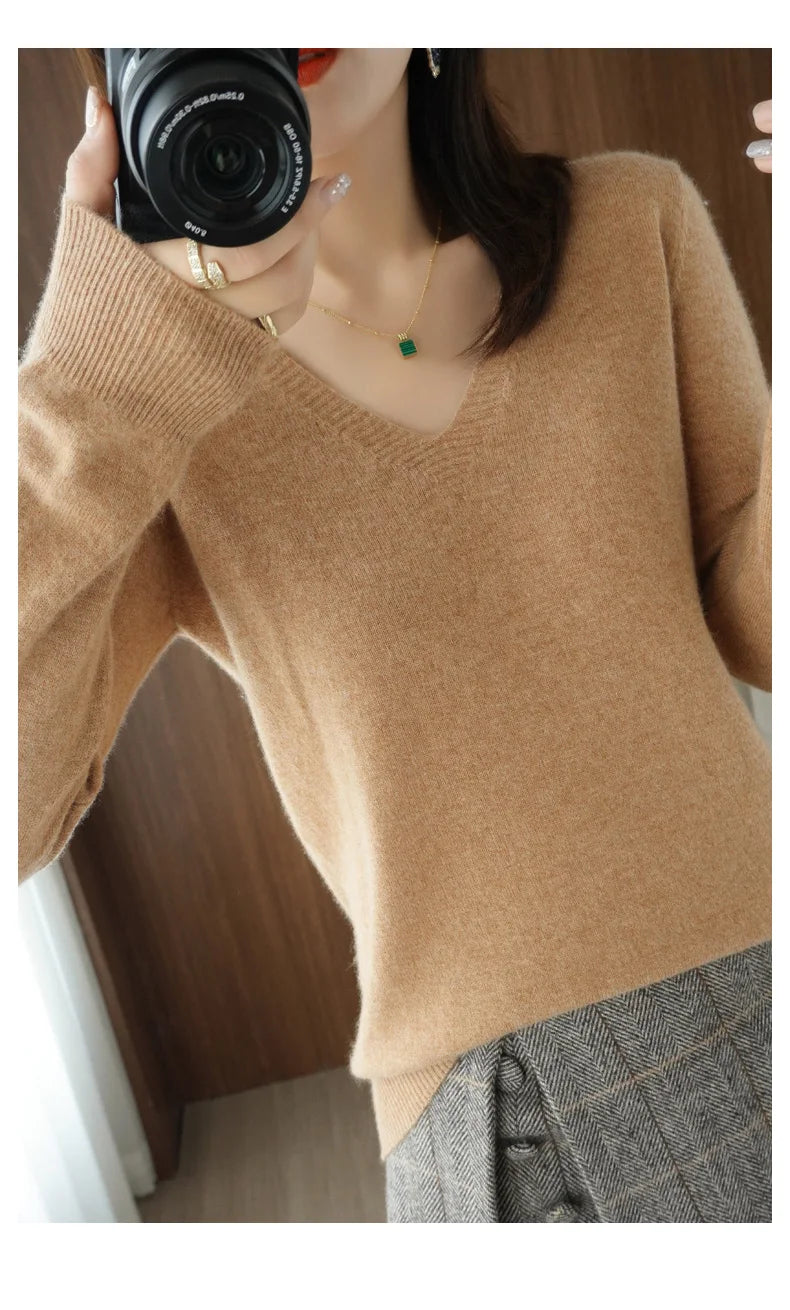 V-Neck Lace Pullover Sweater