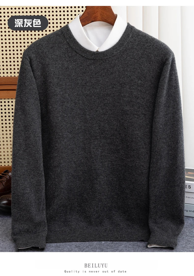 Pure Wool Men’s O-Neck Sweater