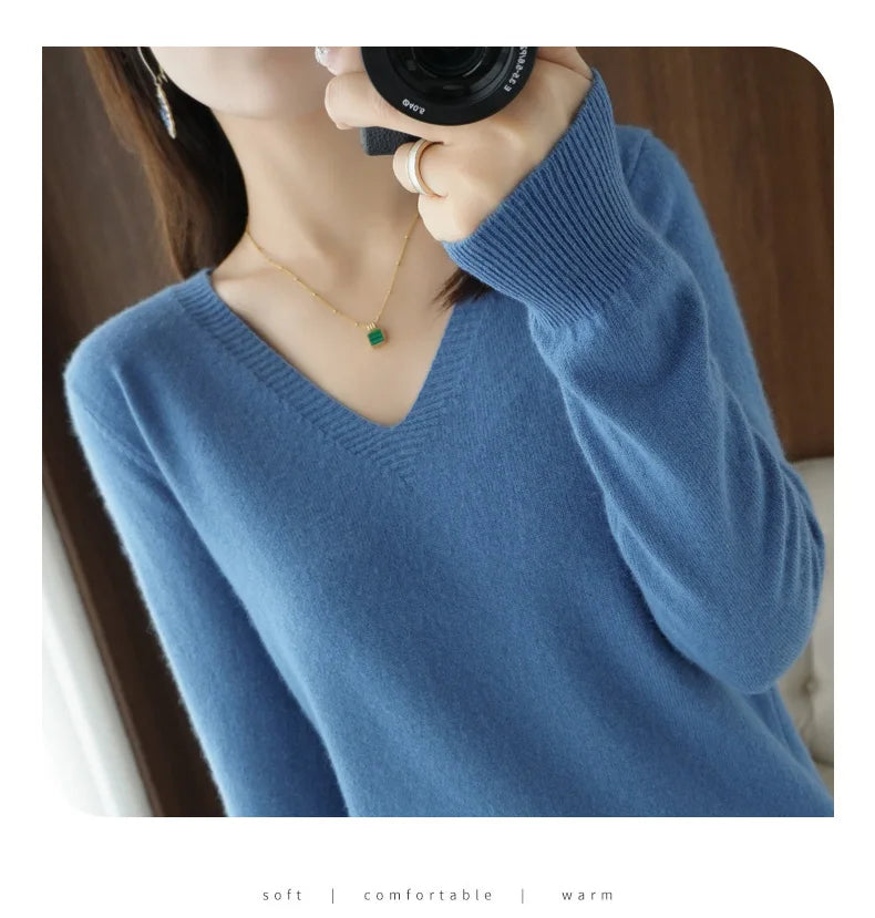 V-Neck Lace Pullover Sweater