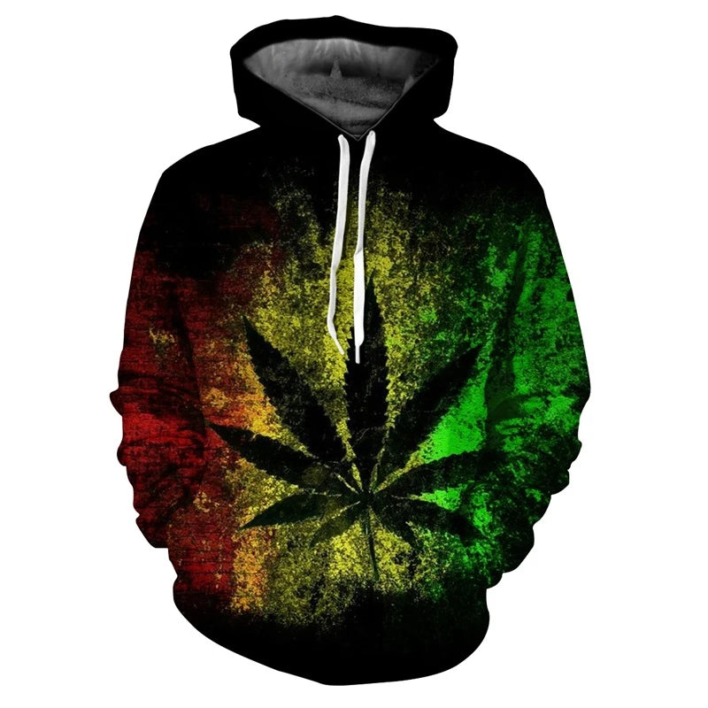 3D Weed Leaf Print Hoodie