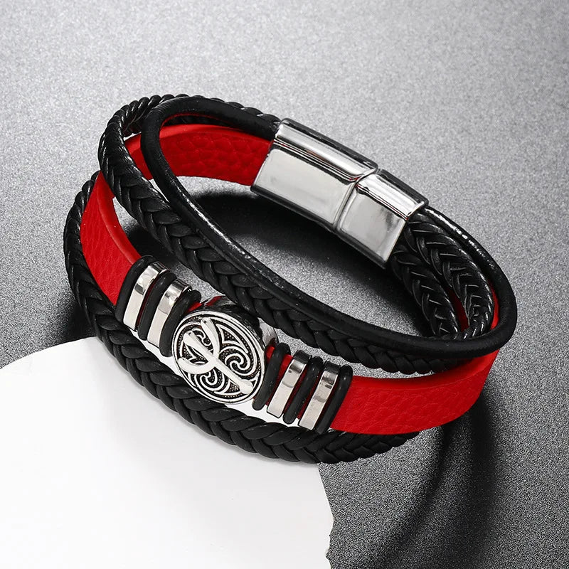 Trendy Red & Black Tree Cuff Bracelet