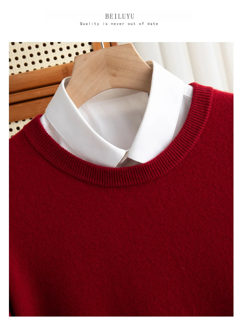 Pure Wool Men’s O-Neck Sweater