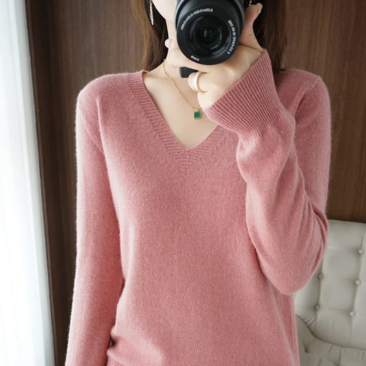 V-Neck Lace Pullover Sweater