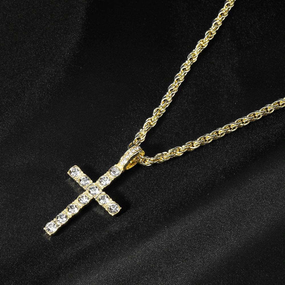 Iced Cross Pendant Necklace