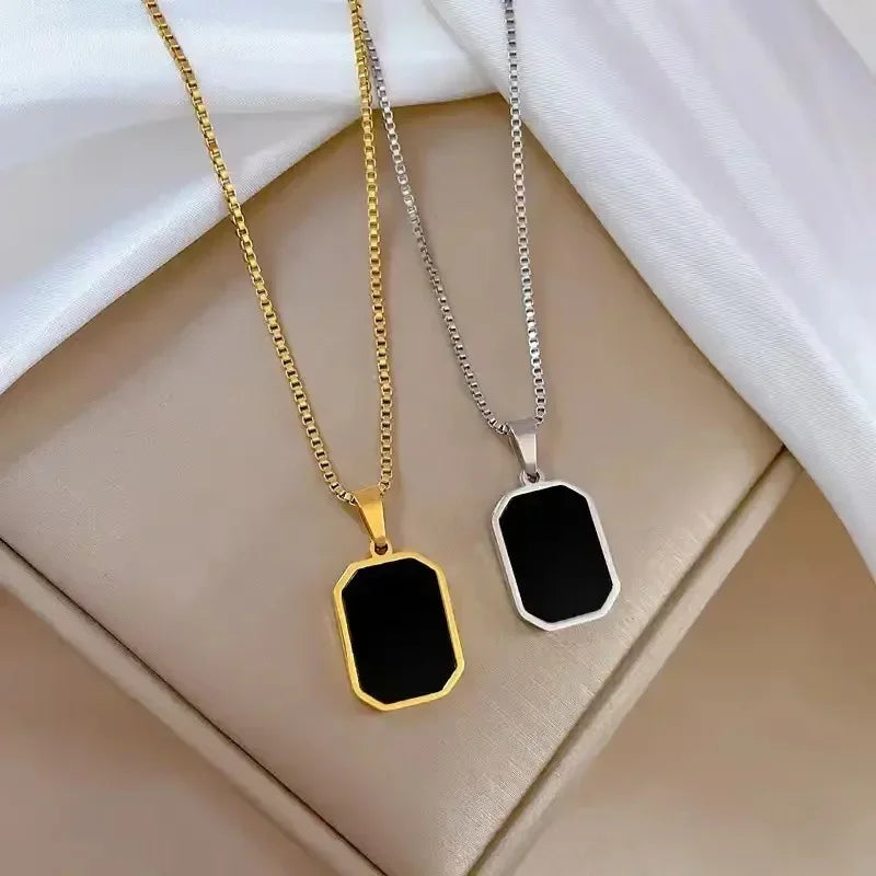 Square Pendant Choker Necklace