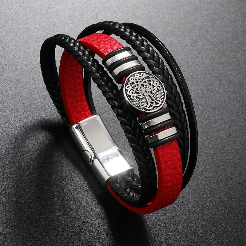 Trendy Red & Black Tree Cuff Bracelet