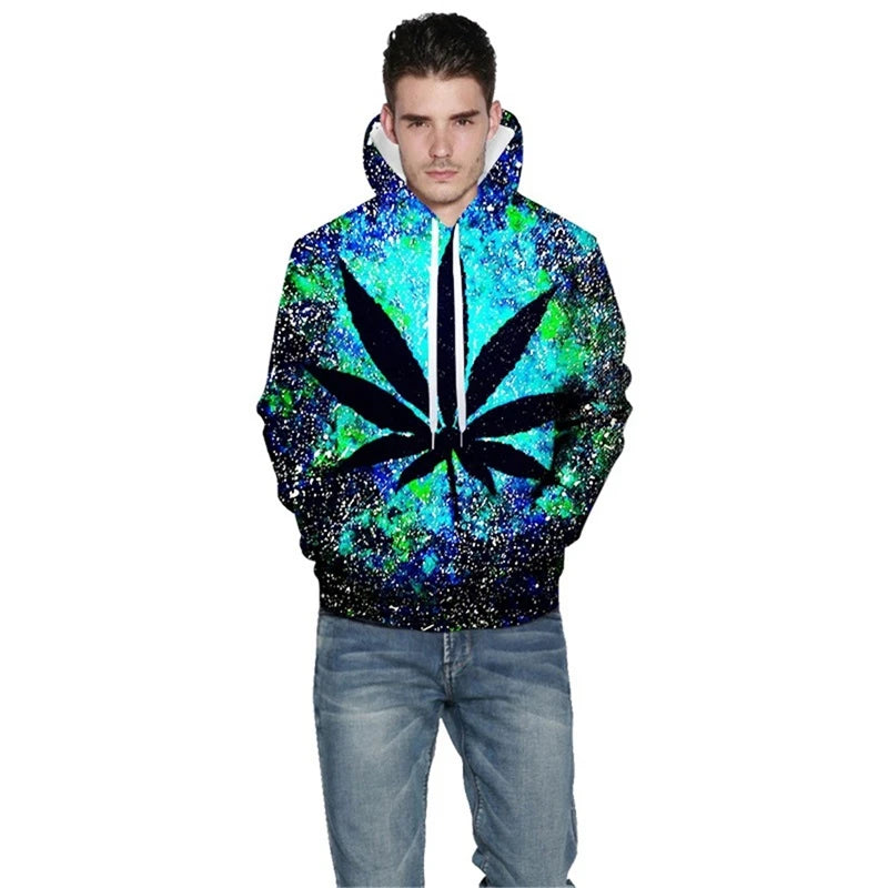 3D Weed Leaf Print Hoodie