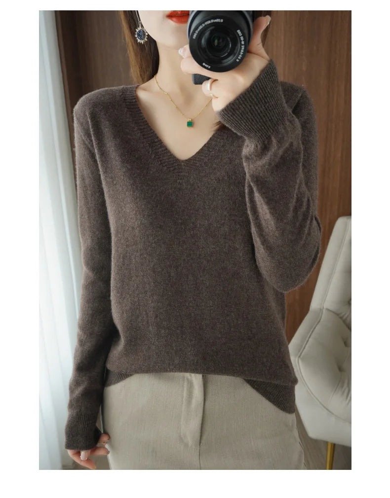 V-Neck Lace Pullover Sweater