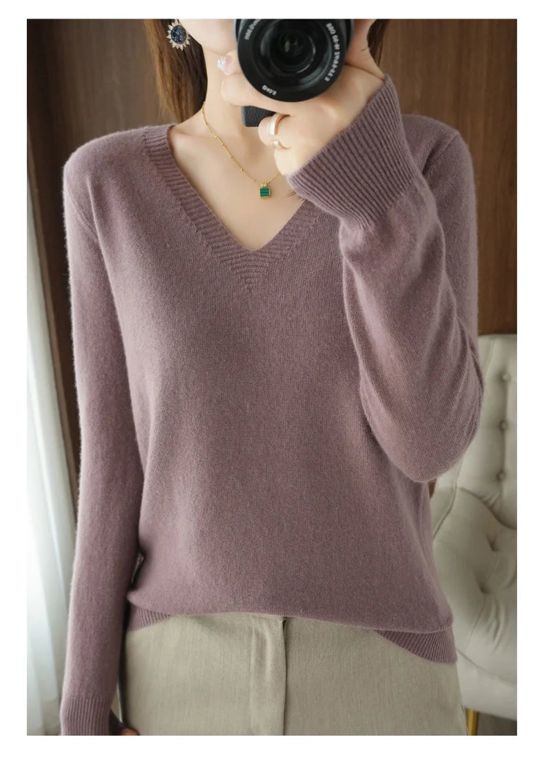 V-Neck Lace Pullover Sweater