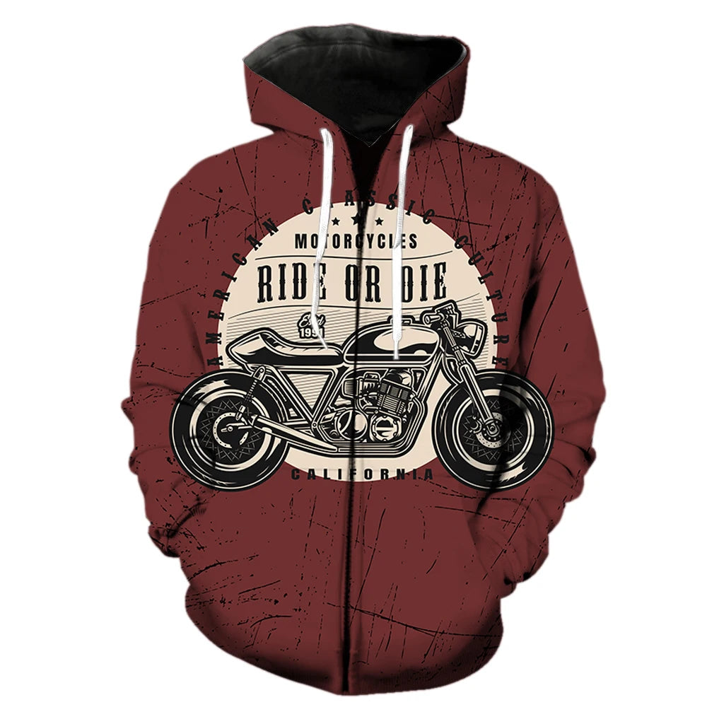 Moto Zipper Vintage Hoodie