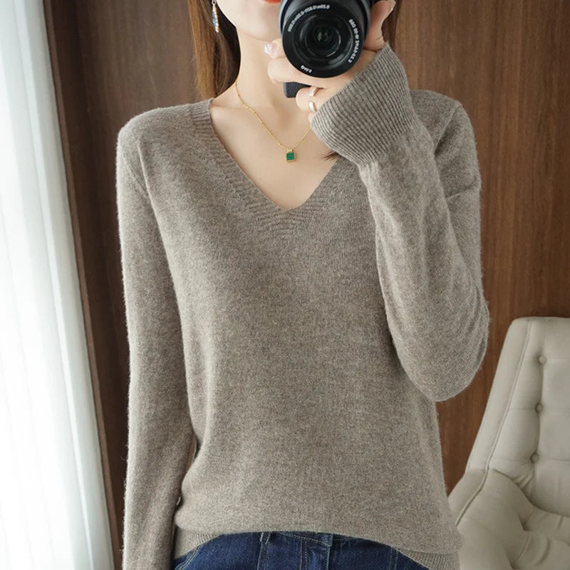 V-Neck Lace Pullover Sweater