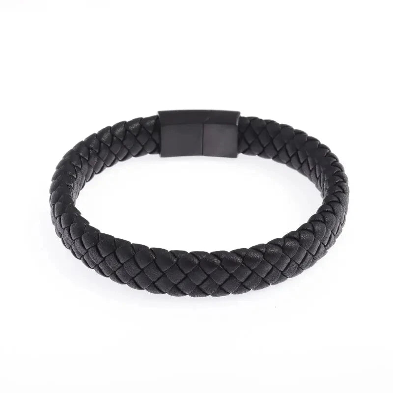 Black Woven Leather Bracelet