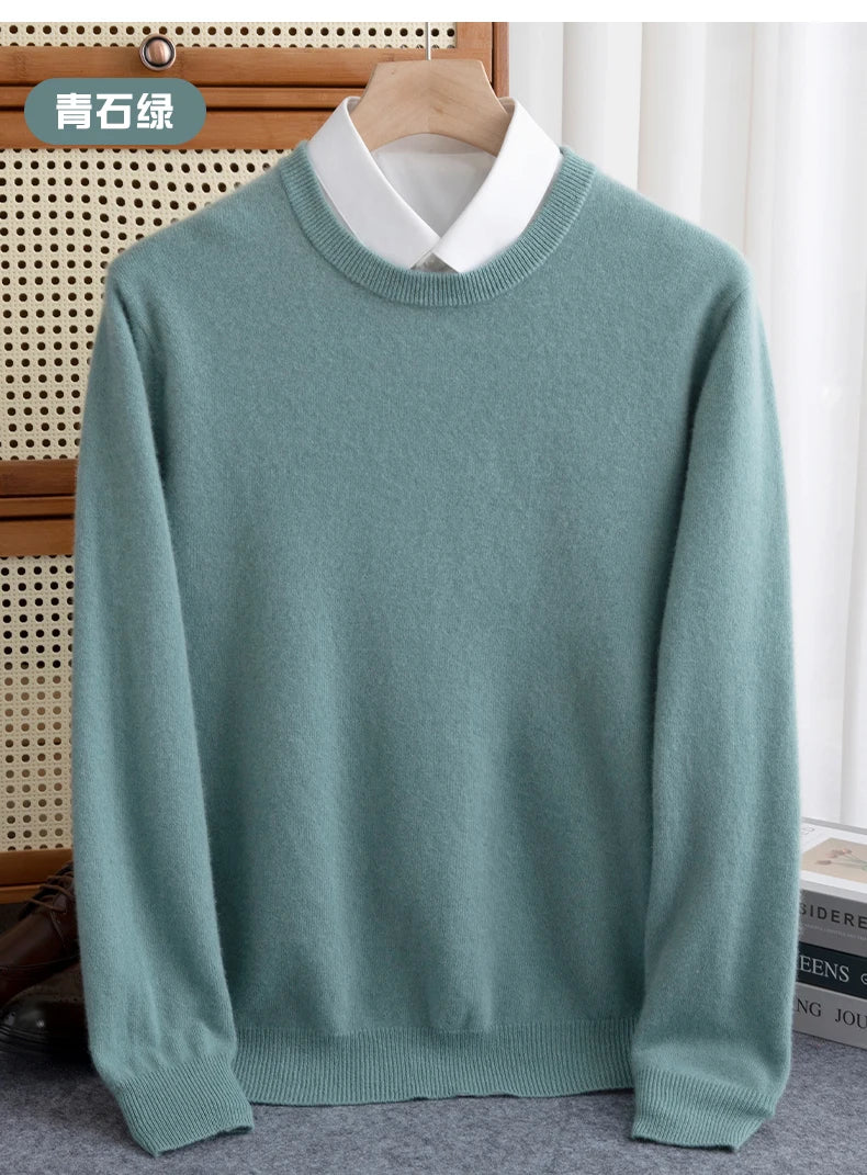 Pure Wool Men’s O-Neck Sweater