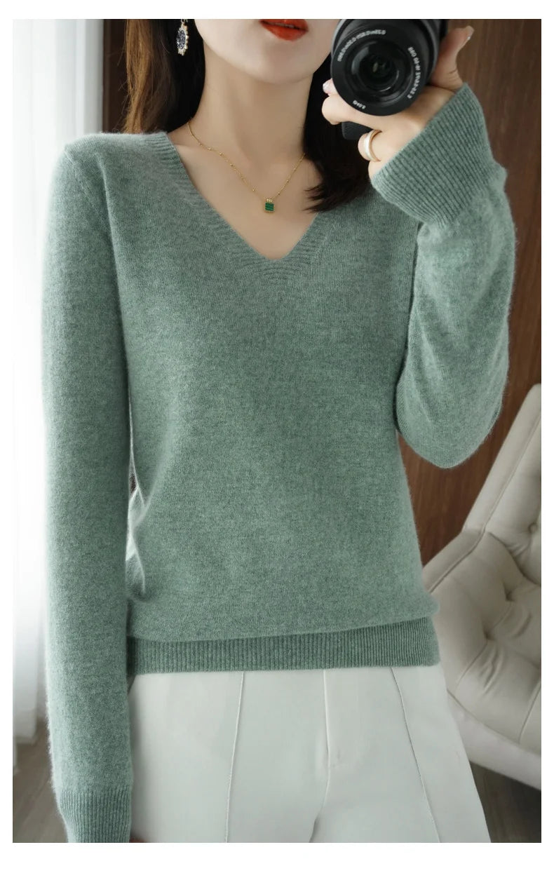 V-Neck Lace Pullover Sweater